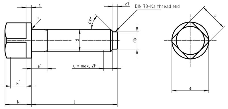 Square Head Bolts With Collar and Tip Approach