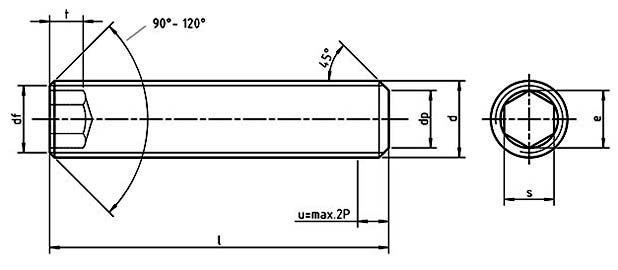 DIN 913 Hexagon socket set screws with flat point