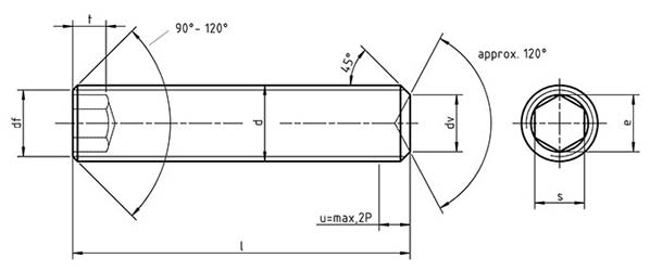 Din 916 Hexagon Socket Set Screws with Cup Point